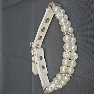 Zhaus Luxury Bling And Pearl Small Dog Collar